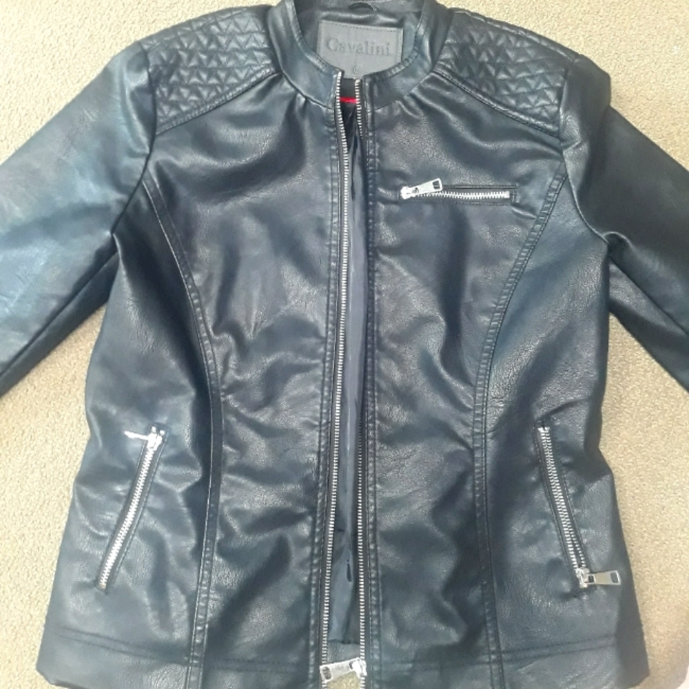 Black Cavalini leather jacket size medium